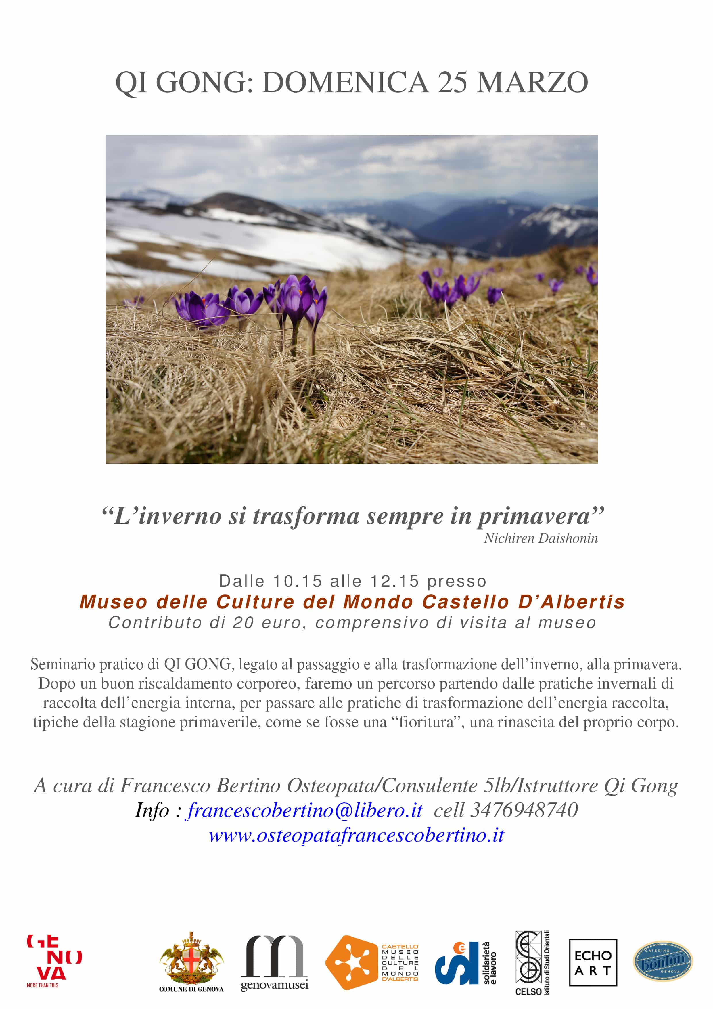 QI GONG 25marzo 2018 - Osteopata Genova Francesco Bertino | Genova | Qigong, 5 leggi biologiche, osteopatia, massofisioterapia